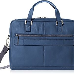 Bugatti Manhattan Leather Briefcase Blue